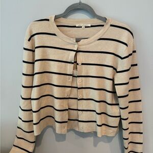Striped Beige and Black Cardigan & Matching Tank Top